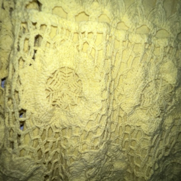 V Christina Floral Crochet Top Sz Small Yellow Bright Spring Delicate Boho Chic - Picture 4 of 11